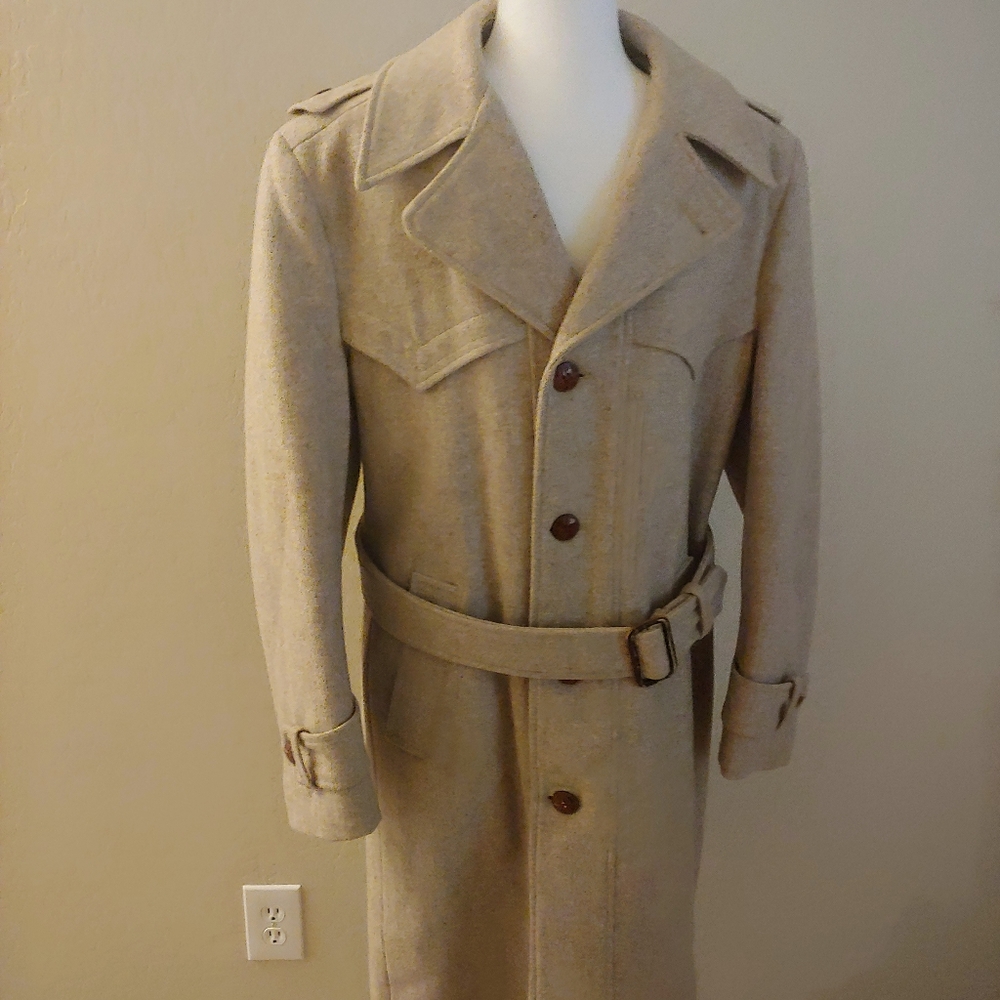 Vintage Field & Stream Wool Blend Mens Trench Coat